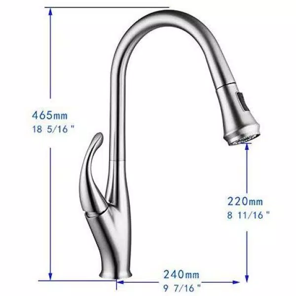 Vanity Art Chrome Single-Handle Pull-Down Kitchen Faucet with 360 Degree Swivel Spout