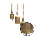 LITTON LANE Gold Brass Iron Bells with Natural Jute Rope Hangers, Set of 3 thumbnail 3