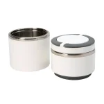 Kitchen Details White 2-Tier Round Twist Stainless Steel Insulated Lunch Box thumbnail 3