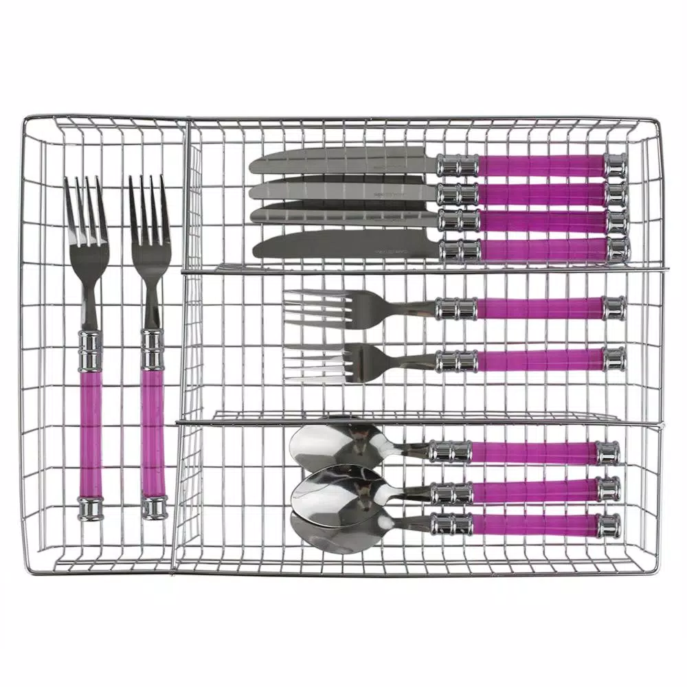 Home Basics Chrome Plated Steel 4-Compartment Cutlery Holder and Utensil Tray