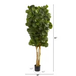 Nearly Natural 7 ft. Fiddle Leaf Fig Artificial Tree with Multiple Trunks and Black Pot thumbnail 6