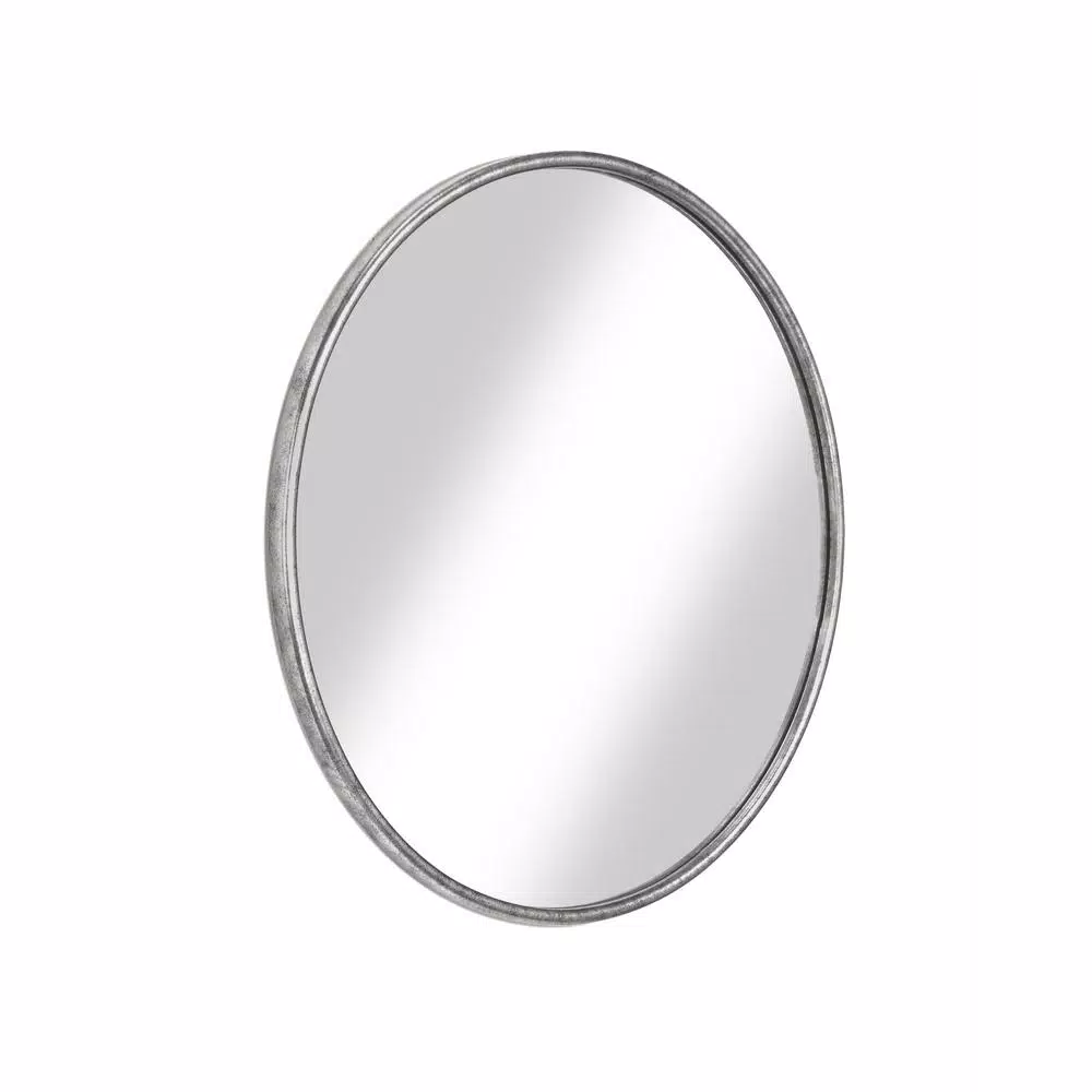 Martin Svensson Home 30 in. Round Modern Accent Mirror with Slim Pewter Metal Frame