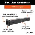 CURT 7" Receiver Tube Extender for 1-1/4" Shank thumbnail 3