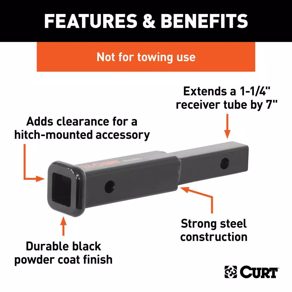 CURT 7" Receiver Tube Extender for 1-1/4" Shank