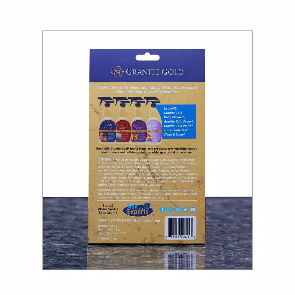Granite Gold Microfiber Cloth Variety Pack for Stone Cleaning, Sealing, and Polishing, 3-Pack