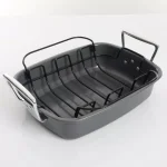 Kenmore Travers 2-Piece Non-Stick Steel Roasting Pan Set with Rack, 16.35 Qt, Gray thumbnail 1