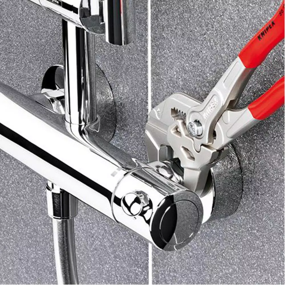 KNIPEX 10 in. Pliers Wrench with Smooth Parallel Jaws and Ratcheting Action