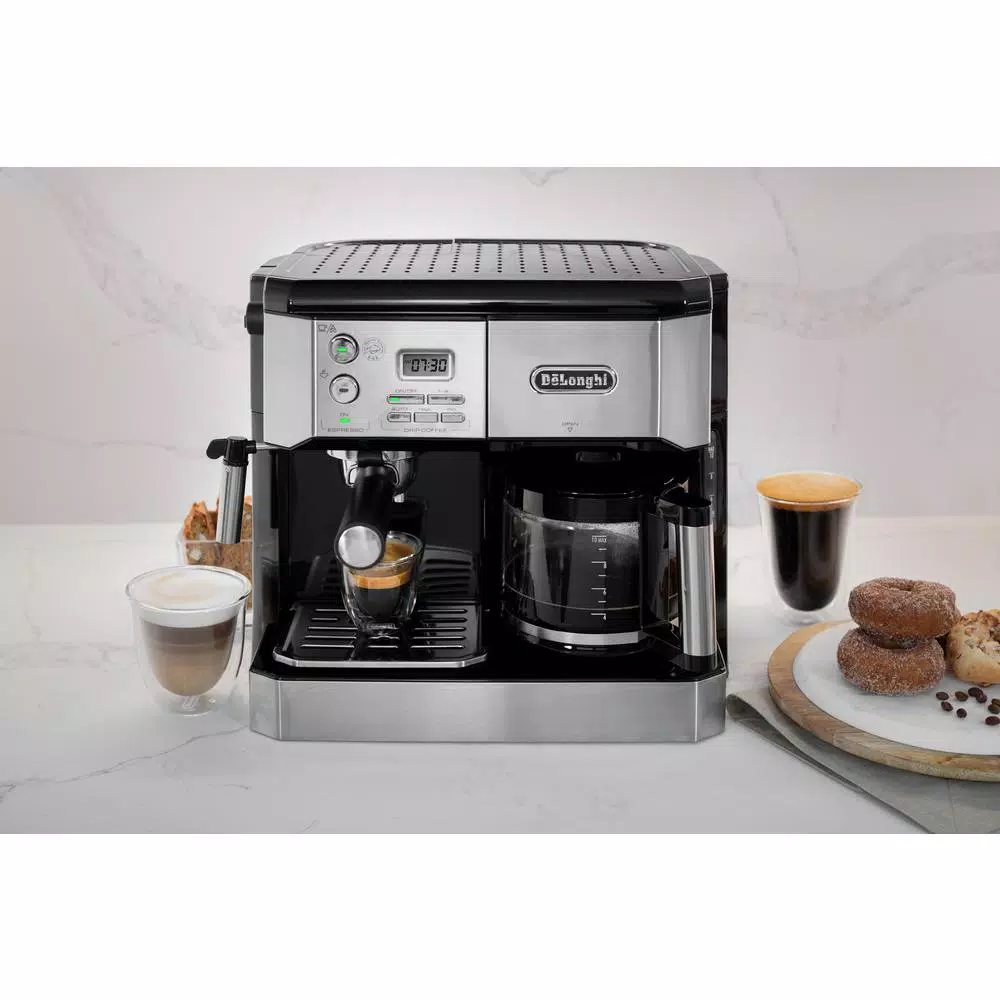 DeLonghi De'Longhi BCO430 All-In-One 10-Cup Drip Coffee Maker and Espresso Machine, Stainless Steel