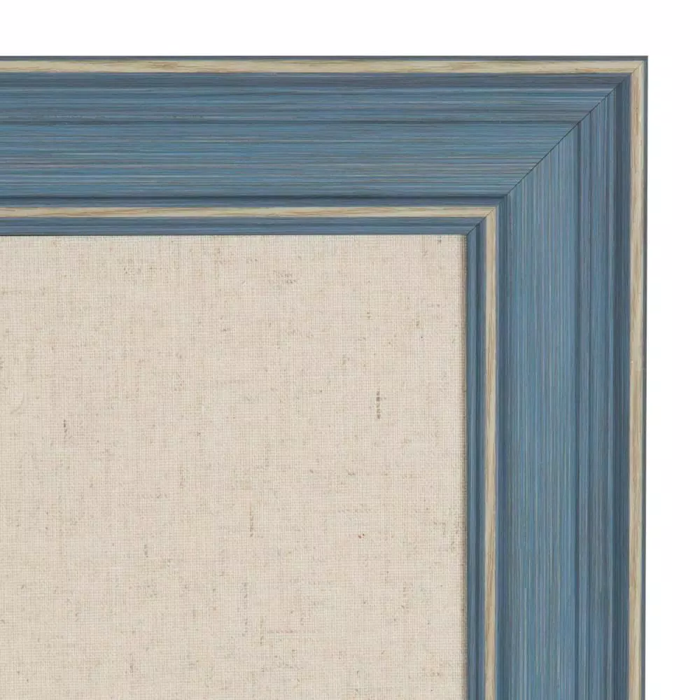 DesignOvation Kate and Laurel Harvest Fabric Pinboard Memo Board - Blue Farmhouse Style