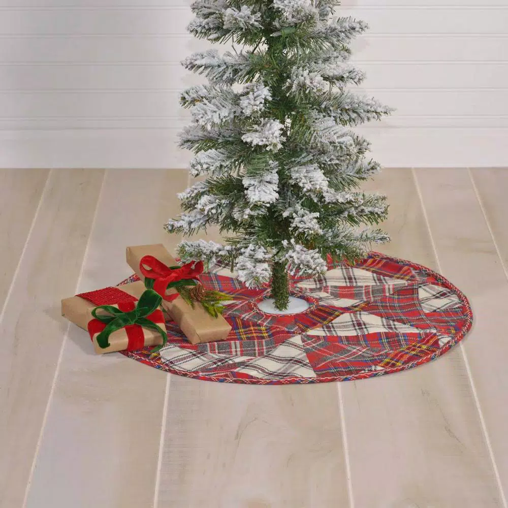 VHC Brands Peyton 21 in. Tomato Red Traditional Christmas Mini Tree Skirt