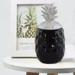 Benjara Black and White Ceramic Decorative Pineapple Canister with Lid thumbnail 3