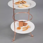 Creative Home 3-Tier Copper Plated Iron Cake & Tiered Stand, Handcrafted Serving Rack for Desserts and Fruit thumbnail 6