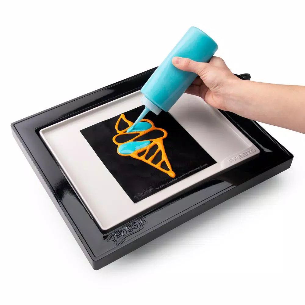 Presto PanGogh Electric Griddle Pancake Art Kit, 112.5 sq. in. Non-Stick Square Griddle with Batter Bottles