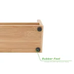 Mind Reader Bamboo 4-Slot Beer Serving Flight Tray, Rectangular Brown Shot Glass Holder thumbnail 2