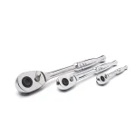 Husky 3-Piece Full Polish Ratchet Set, 1/4 in., 3/8 in., and 1/2 in. Drives thumbnail 1