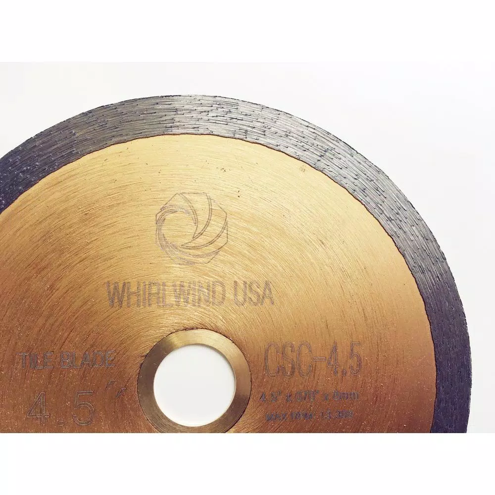 Whirlwind USA 4-1/2 in. Continuous Rim Diamond Saw Blade for Wet Tile, Porcelain, and Glass Cutting