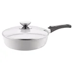Berndes Vario Click Pearl 4 Qt. Cast Aluminum Ceramic Nonstick Saute Pan with Glass Lid, White thumbnail 1