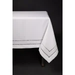 Xia Home Fashions 60 x 84 in. White Double Hemstitch Easy-Care Polyester Tablecloth thumbnail 2