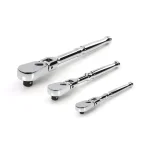TEKTON 3-Piece Flex Ratchet Set, 1/4 in., 3/8 in., and 1/2 in. Drive, 90-Tooth, 180° Adjustable Head thumbnail 1