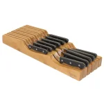 Oceanstar Bamboo In-Drawer Knife Organizer, 11-Slot Wavy Design, Natural thumbnail 3