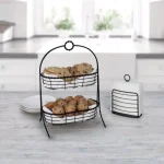 Spectrum Everly 2-Tier Oval Steel Fruit Basket & Serving Stand, Black thumbnail 6