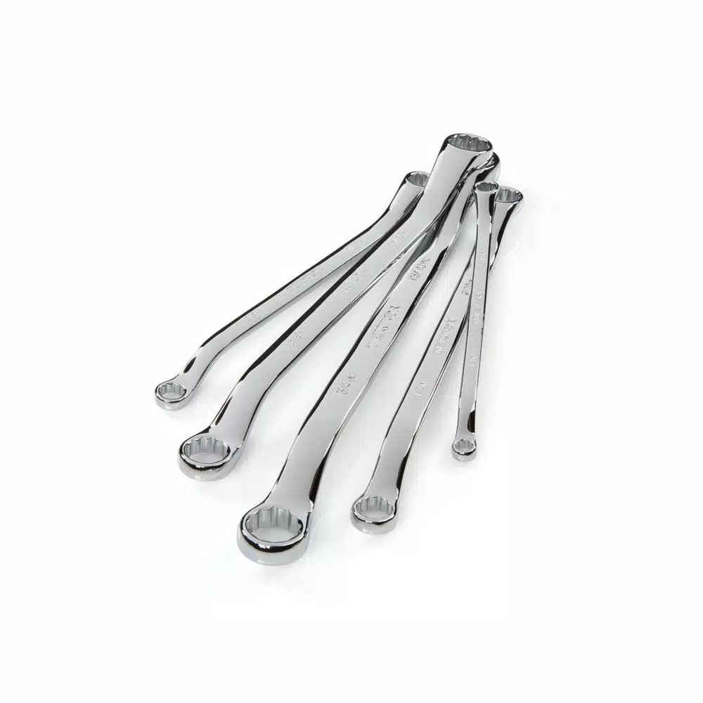 TEKTON 5-Piece 45° Offset Box End Wrench Set, SAE, with Roll-Up Pouch