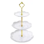 MALACASA 3-Tiered White Porcelain Cupcake Tower Stand - Round Dessert & Appetizer Serving Stand thumbnail 1