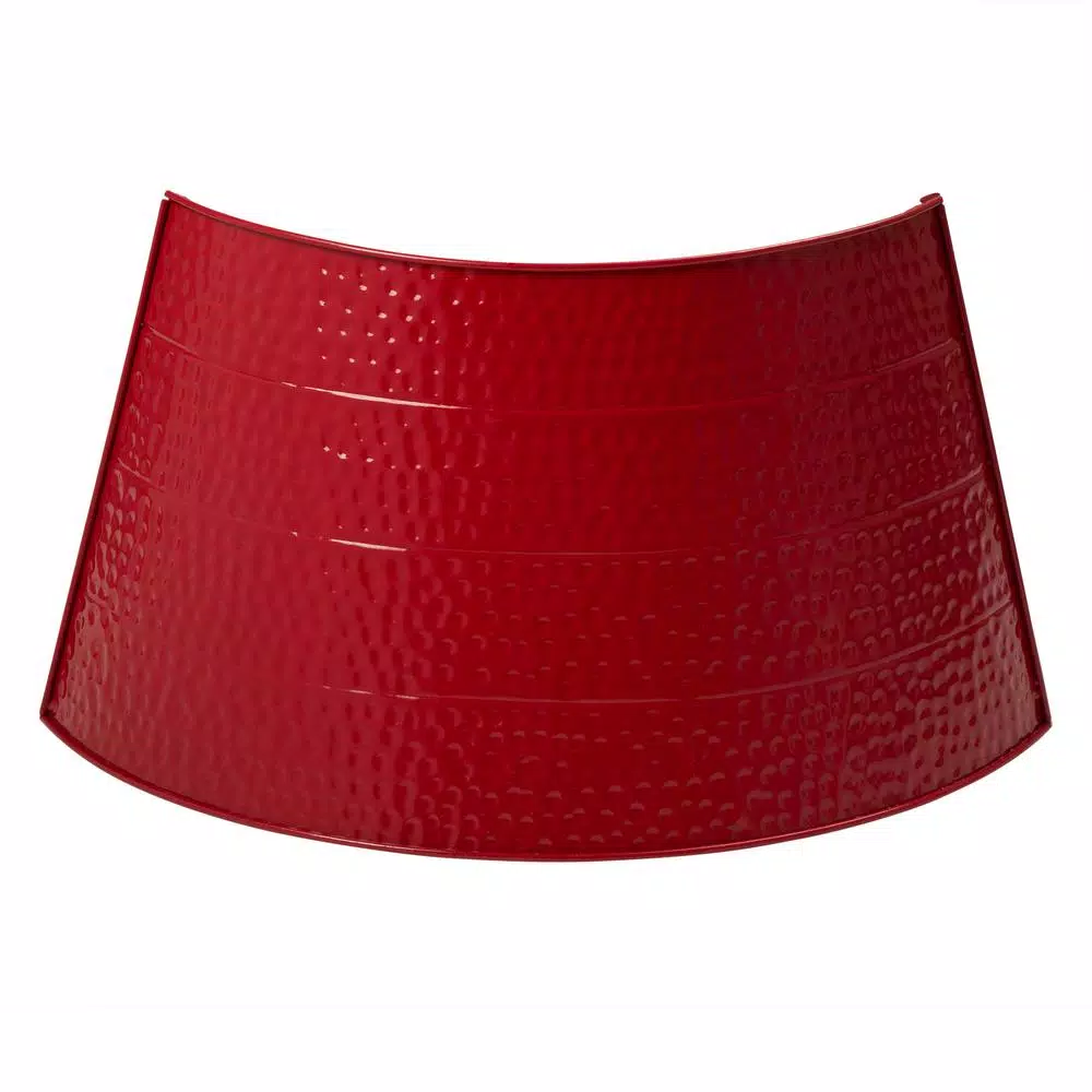 Glitzhome 26 in. Red Hammered Metal Tree Collar - Rustic Christmas Decor