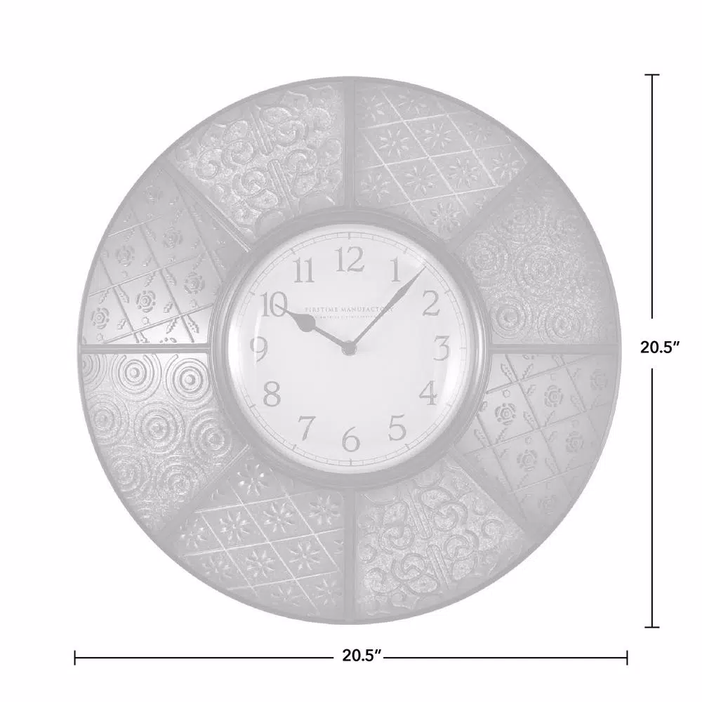 FirsTime 20.5 in. Round Patchwork Wall Clock, Multicolor Modern Quartz Movement