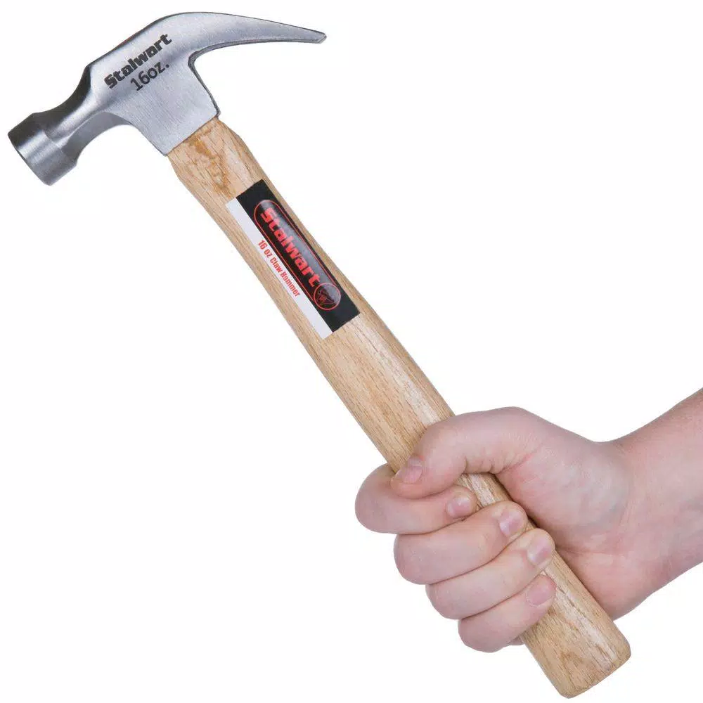 Stalwart 16 oz. Curved Claw Hammer with 10 in. Natural Hardwood Handle