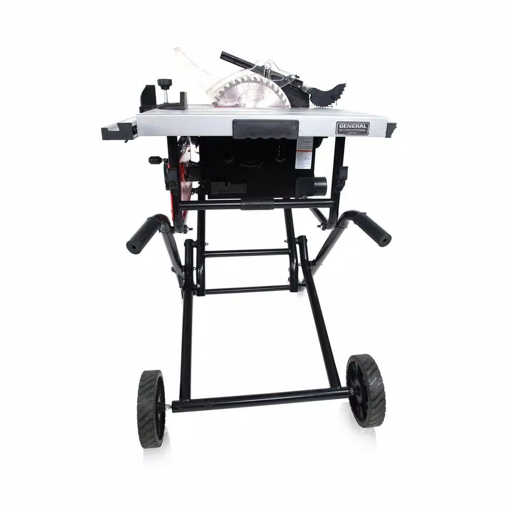 General International 10 in. 15 Amp Commercial Portable Table Saw with Extendable Stand