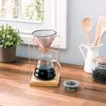 Old Dutch 20oz Stainless Steel Rose Gold Pour Over Coffee Maker Set with Glass Carafe and Rubberwood Base thumbnail 4