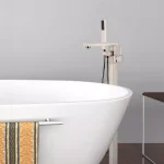 Vanity Art 34 in. Freestanding Single Handle Claw Foot Tub Faucet with Hand Shower, Brushed Nickel thumbnail 4