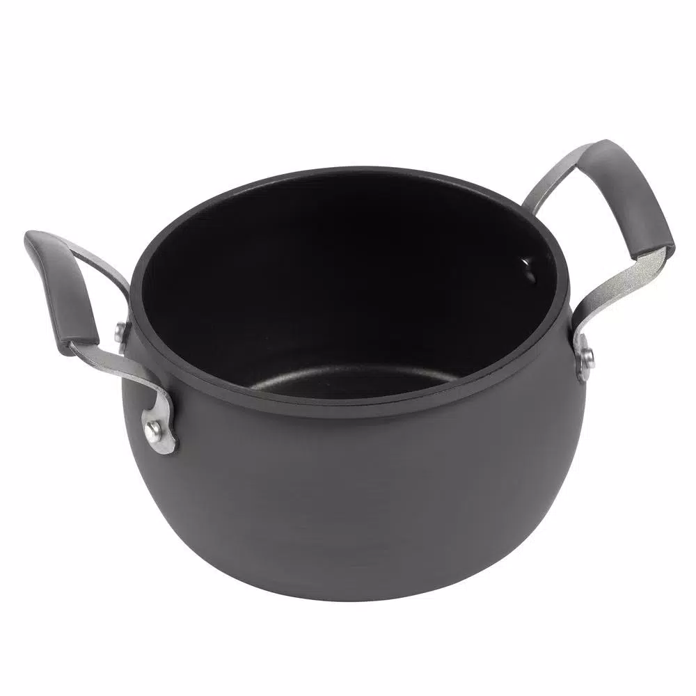Epicurious 3 Qt. Hard-Anodized Aluminum Nonstick Soup Pot with Glass Lid, Dark Gray