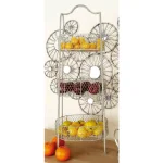 Litton Lane Vintage White 3-Tier Metal Wire Basket Cake Stand - Farmhouse Serving Tray thumbnail 2