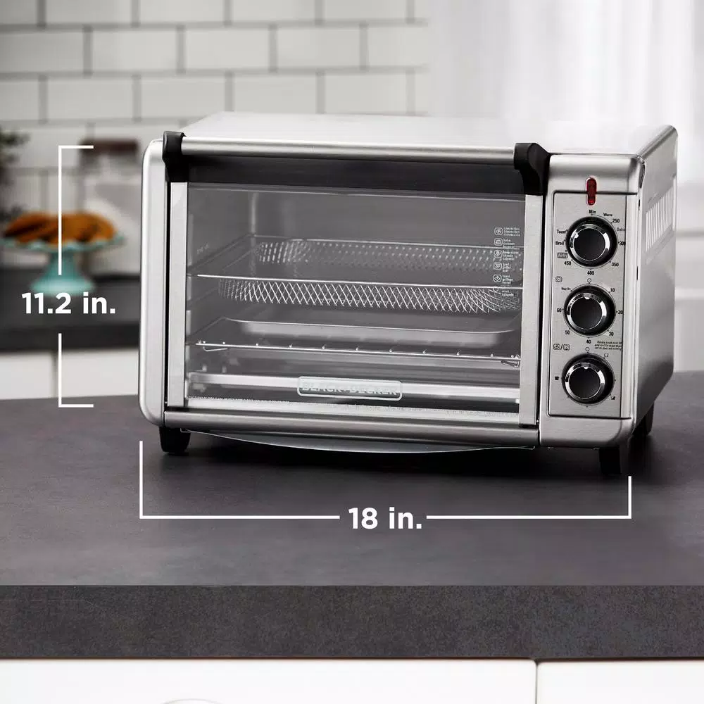 BLACK+DECKER Crisp 'N Bake 1500W Air Fryer Toaster Oven, 6-Slice Stainless Steel