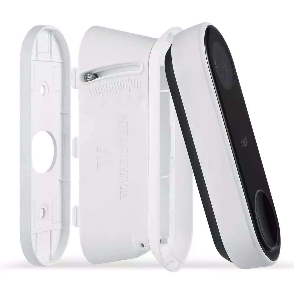 Wasserstein Adjustable Vertical Wall Mount Kit for Google Nest Hello Video Doorbell, White