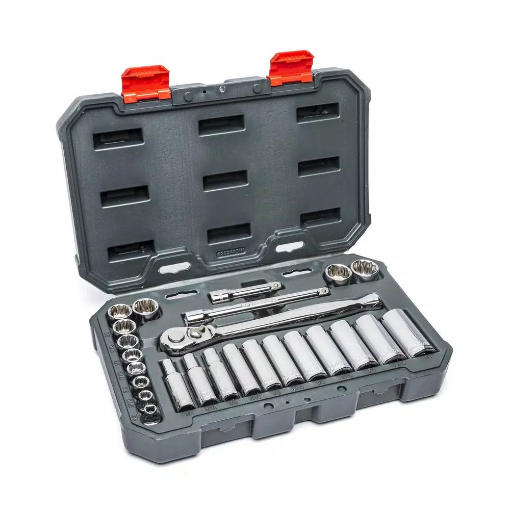 Crescent 25-Piece 3/8 in. Drive SAE Mechanics Tool Set with 6-Point and 12-Point Sockets