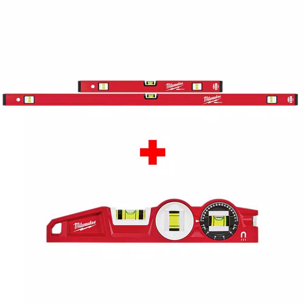 Milwaukee REDSTICK Compact Box Level Set with 10 in. 360-Degree Locking Torpedo Level