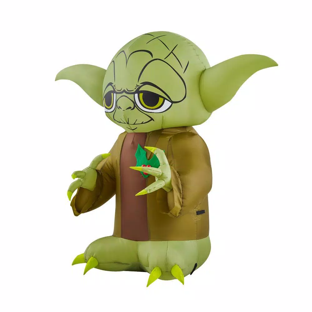 Star Wars Yoda 3 ft. Inflatable Holiday Decoration with Holly Berry and LED Lights