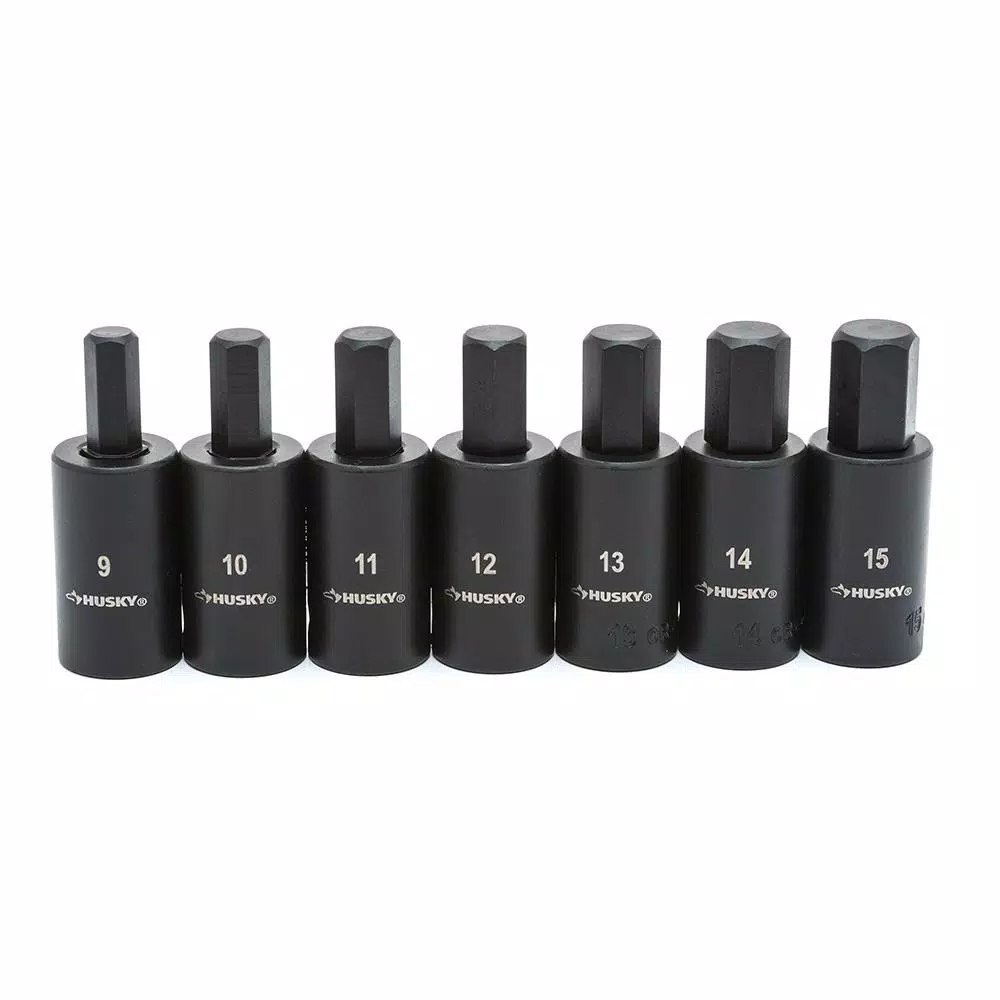 Husky 1/2 in. Drive Hex Bit Impact Socket Set, 14-Piece SAE/Metric