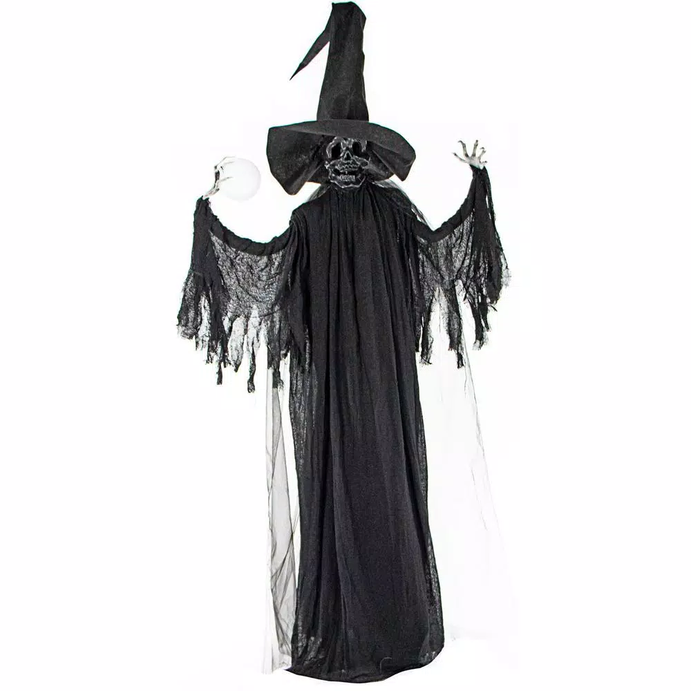 Haunted Hill Farm 7.5 ft. Animated Phantom Witch with Multi-Color LED Crystal Ball Halloween Prop