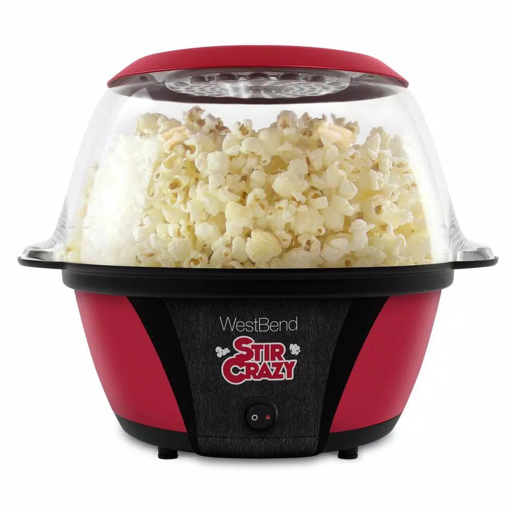 West Bend Stir Crazy Electric Hot Oil Popcorn Popper Machine, 6 oz. Capacity, Red