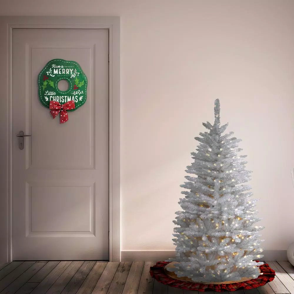National Tree Company 4.5 ft. Kingswood White Fir Slim Artificial Christmas Tree with 150 Clear Lights