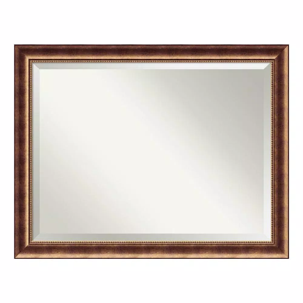 Amanti Art Manhattan 45.5 in. W x 35.5 in. H Rectangular Beveled Edge Wood Bathroom Vanity Mirror, Burnished Bronze