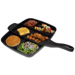 MasterPan Sectional Series 15 in. Cast Aluminum Nonstick Skillet, 5-Compartment Multi-Section Pan, Black thumbnail 3
