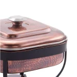 Old Dutch Hammered Antique Copper Chafing Dish with 3 Qt. Stainless Steel Pan and Serving Spoon thumbnail 2