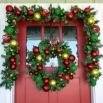 Village Lighting Company 9 ft. Pre-Lit LED Festive Holiday Pine Garland with Red and Green Ornaments thumbnail 7