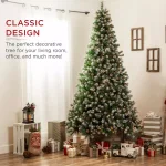 Best Choice Products 9 ft. Pre-Lit Flocked Artificial Christmas Tree with 850 Warm White Lights and Pinecones thumbnail 2