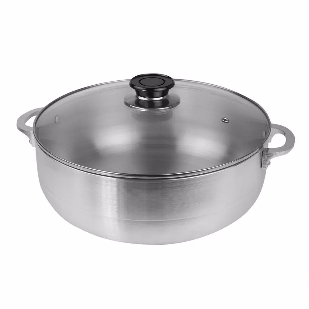 Home Basics 14.25 in. Aluminum Caldero with Glass Lid, 7 qt. Multi-Pot